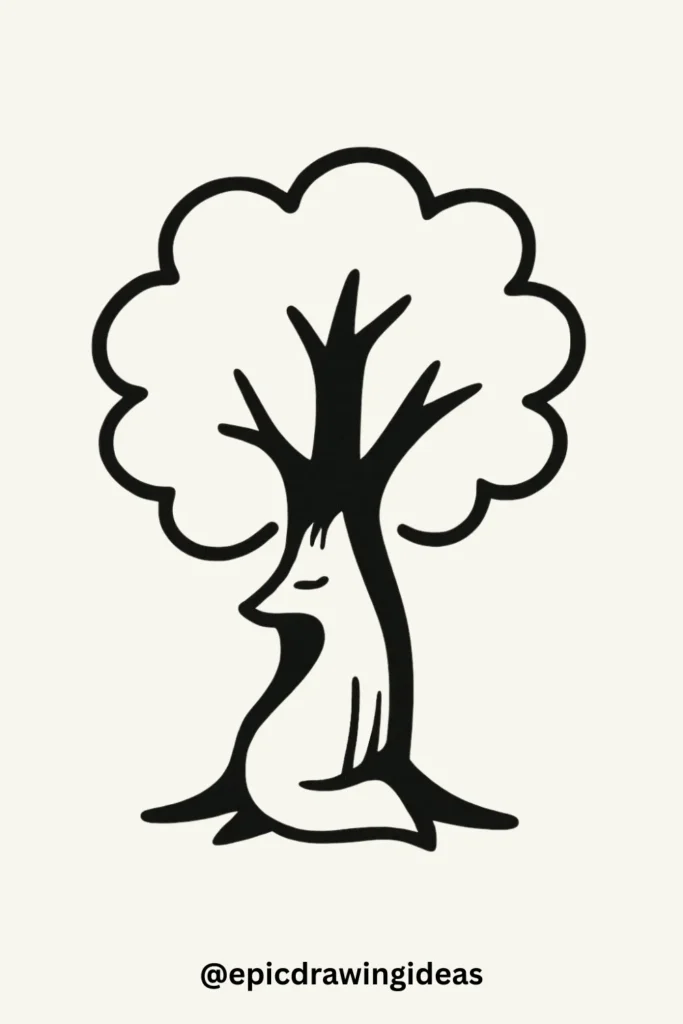 Tree with Silhouette of a Fox