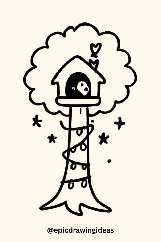 Treehouse Tree with Fairy Lights