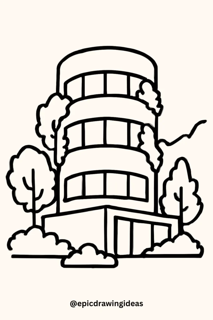 Circular Tower with Greenery